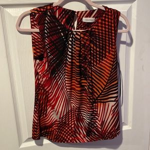 Calvin Klein matte jersey pleated neck shell